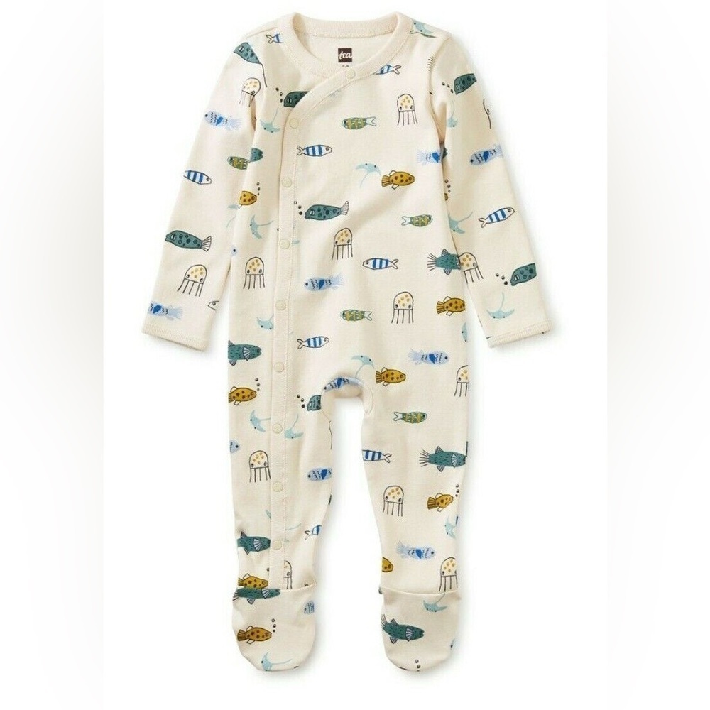TEA COLLECTION Sea Life Side Snap Footed Romper NWT Boys 0/3 month